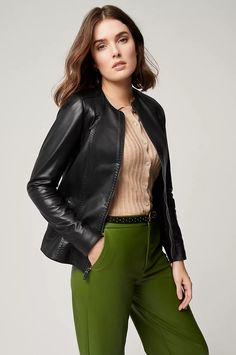 click to expand Leader Jacket, Motor Jacket, Pick Stitch, Francoise Hardy, Leather Jacket Style, Lambskin Leather Jacket, Princess Seams, Leather Moto Jacket, Leather Outfit