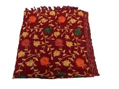 Pattern - red Kashmiri shawl with floral embroidery. Ideal for - women. Occasion - formal or casual. Fabric - cotts wool, it is a blend of cotton and wool which is very soft and has a fine texture. Color - maroon. On maroon background, embroidery is in different colored threads all over displaying floral patterns. Size - Width - 41 x 80 inches approx. Care- gentle hand wash. For more such scarves please visit- https://www.etsy.com/in-en/shop/vibrantscarves?ref=seller-platform-mcnav&section_i Traditional Embroidered Winter Scarves, Winter Festive Embroidered Scarves, Traditional Floral Embroidered Shawl For Winter, Multicolor Embroidered Shawl Scarf, Multicolor Embroidered Shawl Scarves, Festive Winter Dupatta With Embroidered Border, Red Pashmina Shawl For Wedding, Traditional Winter Shawl With Floral Embroidery, Traditional Winter Shawl For Gift