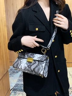 BirdinBag - Chic Snake Print Womens Handbag Womens Handbag, Word Wrap, Bag Bag, Square Bag, Snake Print, Color Blocking, 4 Inch, Women Handbags, Zipper