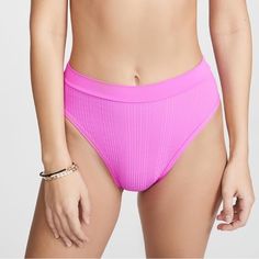 L*Space Frenchi Bikini Bottoms Ribbed Knit Pink New With Tags Size Large Bitsy Signature High-Rise L*Space Frenchi Bikini Bottoms Finished With A Cool Texture That Updates The Brand's Usual Ribbed Design. Retail: $99, Bottoms Only. Ribbed Knit High-Waisted Silhouette Shell: 89% Nylon/11% Spandex Lined Made In The Usa Shipped Fast From A Smoke Free, Pet Free Home! Feel Free To Ask Questions Or Make An Offer :) Sku: Nbc1 Beach Travel Vacation Summer Swim Swimsuit Swimming Bathing Suit Cruise Pool Summer Ribbed Poolside Bottoms, Ribbed Bottoms For Poolside Summer, Summer Ribbed Bottoms For Poolside, Ribbed Bottoms For Beach Summer, Ribbed Beachwear Bottoms For Summer, Trendy Ribbed Swimwear For The Beach, Ribbed Swimming Bottoms For Summer, Solid Ribbed Spring Swimwear, Fitted Ribbed Beach Bottoms