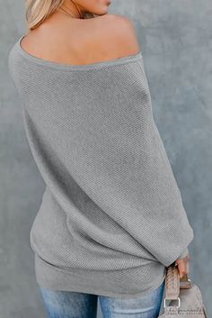 Lasaky - Burgundy One Shoulder Dolman Sleeve Ribbed Sweater Autumn Sleeve, Sweater Material, Casual Sweaters, Comfy Fits, Ribbed Sweater, Dolman Sleeve, Full Sleeve, Grey Sweater, Tank Shirt