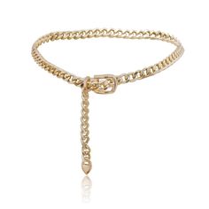 a gold chain choker with a metal hook on the end and a clasp at the bottom