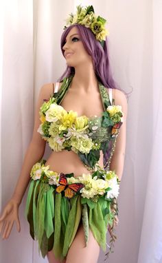 Adult Fairy Costume Woodland Fairy Costume Forest Fairy - Etsy Israel Hawaian Costume, Earth Fairy Costume, Fairy Queen Costume, Fairy Tail Costumes, Druid Costume, Forest Fairy Costume, Moss Fairy, Woodland Fairy Costume, Adult Fairy Costume