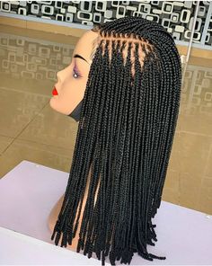 Box braids on a full lace wig All our braided wigs are handmade wigs, carefully hand-picked and crafted by selected professional braiders. We bleach the knots for a very realistic look. We provide babyhair in all our wigs, if you do not need it, you can take it off or add note to that effect. All our wigs comes with the big elastic band, our full lace wigs comes with the adjustable straps and combs and can be put in a Ponytail. Our frontal comes with a breathable cap and elastic band for extra g Boxbraided Wig, Lace Braided Wigs, Box Braids Wigs & Hair Extensions, Full Lace Braided Wig, Soft Dreads, Braded Wig, Crochet Faux Locs, Ombre Braid, Half Ponytail