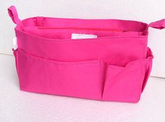 Medium Bag organizer  Purse organizer insert in Hot by daffysdream Pink Functional Organizers For Daily Use, Functional Pink Organizer For Everyday Use, Functional Pink Organizers For Everyday Use, Rectangular Organizer With Cell Phone Pocket, Hot Pink Fabric, Organizer Purse, Purse Organizer Insert, Purse Organizer, Medium Bag