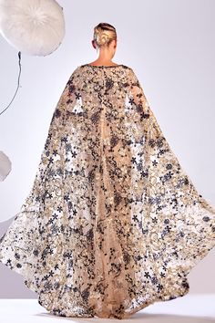 Floral motif fully embroidered dress with cape – HerTrove Mermaid Top, Midi Dress Style, Long Midi Dress, Cape Dress, Gala Dresses, Peach Pink, Pink Candy, Embroidered Lace, Embroidered Dress