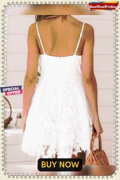 White Deep-v-neck Spaghetti Straps Cami Lace Mini Dress Vacation Mini Dress With Delicate Straps And V-neck, White Mini Dress With Delicate Straps For Summer, White V-neck Dress With Straps, White V-neck Dress With Delicate Straps, White V-neck Dresses With Delicate Straps, White Dresses With Delicate Straps And V-neck, White Dresses With Spaghetti Straps And Solid Color, Sundress With Delicate Straps And V-neck, White V-neck Solid Mini Dress