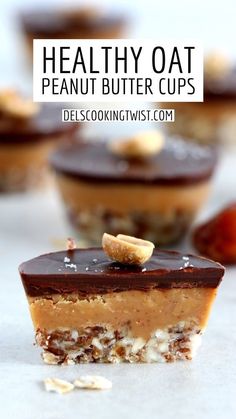 healthy oat peanut butter cups with chocolate and nuts