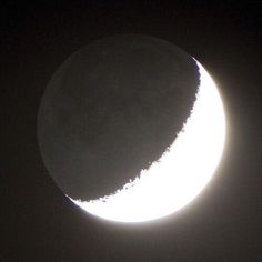 the moon is seen in front of an eclipse on a dark night sky with no clouds