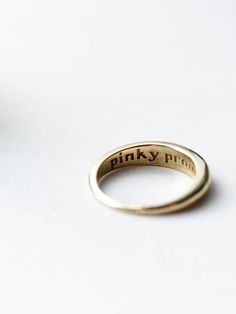 The Pinky Promise Ring is a tiny band for your pinky with the inscription of "pinky promise"on the inside. A beautiful, clean, bulbous band is a perfectly discreet reminder of that promise to a friend or to yourself. Make Promise Ring, Promise Rings Best Friends, Trendy Promise Rings, Promise Rings Pinky Promise, Masc Promise Rings, Bestie Promise Rings, Rings From Boyfriend, Promise Ring For Yourself, Minimal Promise Ring