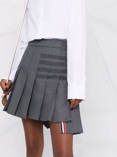 Thom Browne Women, Mini Skirt Grey, Thom Browne Cardigan, Pleaded Skirt, Wardrobe Edit, Gray Skirt, Women Clothes, Pleated Mini Skirt, Thom Browne