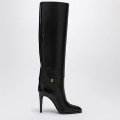 Black Grained Leather Boot From Saint Laurent Featuring A High Boot Leg, A Stiletto Heel, An Almond Toe, An Ankle Strap With A Metal Logo Buckle And A Leather Sole. Heel 10 Cm Size Type: It Material: Leather Sku: 2f-74379725v00/P_ysl-1000_500 Welcome To The Official Luosophy Poshmark Closet! Luosophy Is A Luxury Brand Reselling Company Founded In San Diego, Ca From 2016. All Our Products Are Imported From Italy And Sold In The Usa. We Do Our Best To Provide High Fashion, Luxury Items At Affordab Ysl Boots, Saint Laurent Heels, Thigh High Stiletto Boots, Saint Laurent Boots, Fendi Shoes Sneakers, Ysl Shoes, Stiletto Boots, Fendi Shoes, Saint Laurent Shoes