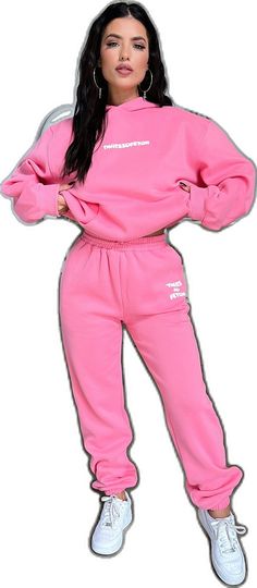 Winter Streetwear Sweats With Elastic Cuffs, Winter Sweats With Elastic Cuffs For Streetwear, Sporty Pink Sweatshirt With Pockets, Cozy Fit Winter Sweats With Elastic Waistband, Cozy Fit Sweats With Elastic Waistband For Winter, Winter Athleisure Sweats With Pockets, Trendy Fleece Sweats With Elastic Waistband, Trendy Sweats With Ribbed Waistband For Jogging, Winter Fleece Tracksuit For Jogging