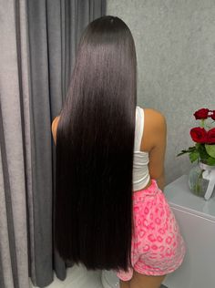 Waist Length Hair Aesthetic, Bratz Babies, Unrealistic Wishlist, Waist Length Hair, Hair 101, Long Silky Hair, Jet Black Hair, Long Hairstyle, Long Hair Pictures