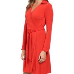 Women’s Long Sleeve Collared Belted Wrap Dress Elegant Red Wrap Dress For Spring, Fitted Red V-neck Wrap Dress, Red Long Sleeve Wrap Dress For Spring, Casual Fitted Long Sleeve Wrap Dress, Red Fitted Wrap Dress With Tie Waist, Fitted Red Wrap Dress With Tie Waist, Red Fitted Dress With Tie Waist, Fitted Red Dress With Tie Waist, Chic Red Wrap Dress For Date Night