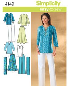 an image of a woman's top and pants sewing pattern