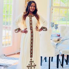 Ethiopian, Eritrian Dress One Size 100%Cotton. White Floor-length Kaftan For Spring, White Floor-length Spring Kaftan, Elegant White Fitted Kaftan, Elegant Fitted White Kaftan, White Fitted Maxi Kaftan, White Fitted Long Kaftan, Fitted Long White Kaftan, Traditional Women Dress, Traditional Women