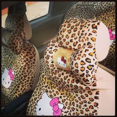 the hello kitty car seat covers are in leopard print