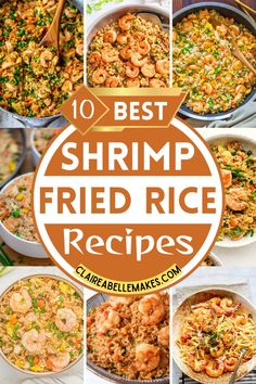 shrimp fried rice recipe collage with the words 10 best shrimp fried rice recipes on top