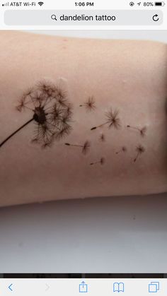 a small dandelion tattoo on the arm