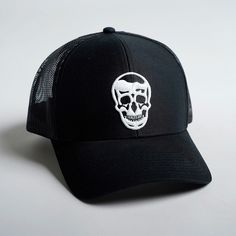 This premium adjustable hat features a custom fit and a breathable mesh back panel. Made from pure cotton, the Gymreapers trucker hat has an embroidered skull on the front, button and eyelet detail on top, and 6 different color options to match your style. Skull Hat, Gender Female, Cool Hats, Adjustable Hat, Custom Fit, One Size Fits All, Hat Fashion, Color Options, Pure Cotton