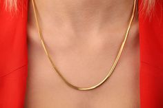 Our snake chain necklace is 14k solid gold. With its minimalist style, you can wear it every day and it fits your all outfit. It is a modern and trendy necklace.  It looks very stylish both alone and when combined with other necklaces. If you consider this gold snake chain as a gift, it makes your loves happy on their birthdays, anniversaries, graduations, mother's day, valentine's day, or women's day. 🎁 We can add a gift note for your loved ones. It arrives in a special jewelry gift box.  ✨ We Minimalist 14k Gold Snake Chain Necklace Gift, Minimalist Snake Chain Necklace For Anniversary, Minimalist Herringbone Necklace With Figaro Chain As Gift, Classic 14k Gold Snake Chain Necklace For Gift, Classic 14k Gold Snake Chain Necklace As A Gift, Modern Yellow Gold Snake Chain Necklace As Gift, Modern Yellow Gold Herringbone Necklace As Gift, Men Gold Chain, Gold Snake Chain