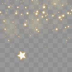 gold stars on a gray background, with some light shining in the sky and one star falling down