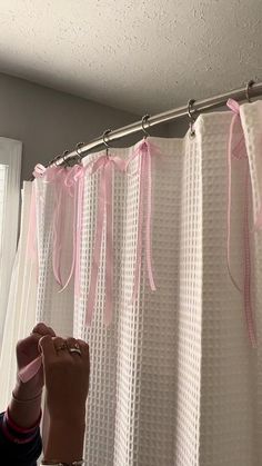 someone is taking a photo in front of the shower curtain with their feet on the shower