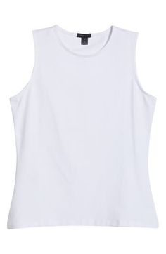 Superversatile for layering or wearing solo, this sleeveless shell top is made from stretch-cotton jersey that's lightweight and breathable. 24" length (size Small) Jewel neck Sleeveless 93% cotton, 7% spandex Machine wash, tumble dry Imported Shell Tops, Jewel Neck, Stretch Cotton, Spandex, Shells, Nordstrom, Knitting, How To Wear