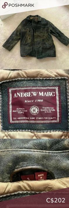 ANDREW MARC - oversized  vintage authentic leather jacket