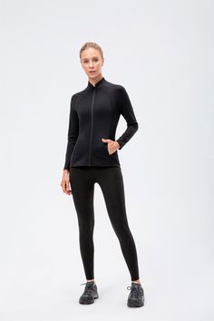 77% Nylon. 23% Spandex Soft. comfortable. skin friendly 4-way stretch. breathable and sweat-wicking Featuring a pocket on both sides for storing your essentials. Perfect for both sports activities and daily life Womens Running Jacket, Neck Stretches, Yoga Shirts, Running Jacket, Zipper Jacket, Fashion Wear, Clothing Company, Raglan Sleeve, Mock Neck