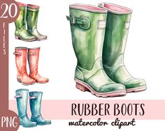 the rubber boots watercolor clipart is available for use on personal items or as wallpapers