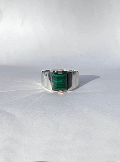 Small Ari Ring in Malachite – Maiden Name Timeless Green Sterling Silver Ring, Elegant Malachite Gemstone Ring, Modern Green Malachite Jewelry, Formal Malachite Gemstone Rings, Silver Jewelry Making, Material Palette, Name Jewelry, Sterling Silver Bands, Silver Band