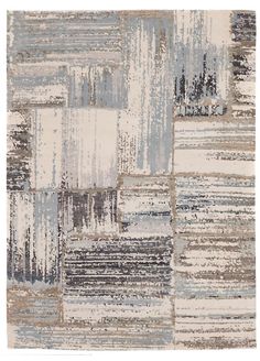 an area rug with many different colors and patterns on the carpet, including blue, gray,