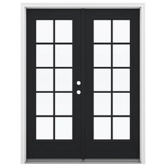 a black double door with two sidelights