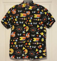 Pac Man Shirt Retro Arcade Phat Farm Short Sleeve Black Button Down Men’s Large  | eBay Button Down Men, Black Button Down Shirt, Phat Farm, Man Shirt, Retro Arcade, Pac Man, Black Button, The Shirt