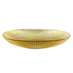 a golden glass bowl on a white background