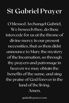 an image with the words st garbie prayer written in black and white on it