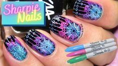 Sharpie Nails Art, Sharpie Nail Art Diy, Sharpie Nail Art, Sharpie Nails, Nail Polish Crafts Diy, Quick Nail Art, New Nail Art Design, Nail Design Video