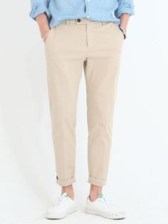 Editor's NotesCP 306 Washed Tapered Fit Cotton Pants Beige from HALBKREIS is a tapered-fit pants product made with stretchy fabric of a suitable thickness for spring and autumn.- Tapered fit- Button detail- Pocket details- High quality stitchesMeasurements (in.)- S / M / L / XL- Length: 37.0 / 37.4 / 37.7 / 38.1 in.- Waist: 15.3 / 16.3 / 17.3 / 18.3 in.- Thigh: 12.0 / 12.4 / 12.7 / 13.1 in.- Crotch: 9.8 / 10.2 / 10.6 / 11.0 in.- Hem: 6.2 / 6.5 / 6.7 / 7.0 in.*Model InformationModel1- Height: 5'8 Weight: 138.8 lbs. Size: SModel2- Height: 6'0 Weight: 147.7 lbs. Size: MModel3- Height: 5'9 Weight: 158.7 lbs. Size: MModel4- Height: 6'0 Weight: 136.6 lbs. Size: MComposition & Care- 97% Cotton, 3% Polyurethane- Dry Clean OnlyDesigner- by HALBKREIS Ankle-length Elastane Dress Pants For Summer, Summer Ankle-length Elastane Dress Pants, Beige Stretch Chinos With Straight Leg, Beige Stretch Straight Leg Chinos, Khaki Dress Pants For Spring, Beige Stretch Straight Dress Pants, Spring Khaki Dress Pants, Beige Stretch Business Casual Pants, Casual Beige Elastane Pants