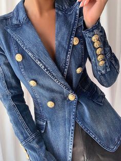 Blazers & Jackets – ZCRAVE Blazer Pants Set, Denim Blazer Jacket, Embellished Jacket, All Jeans, Blazer Jeans, Blazer Designs, Wool Blend Jacket, Denim Blazer, Leather Trench Coat