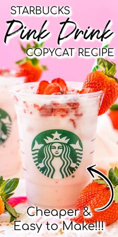 starbucks pink drink copycat recipe with strawberries and whipped cream in the cup on top