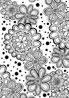 black and white flowers with polka dots