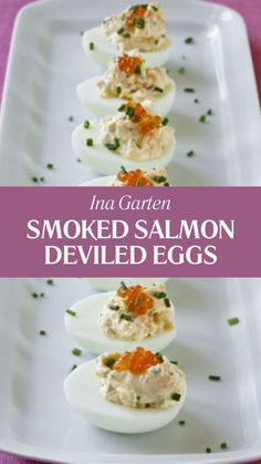 Ina Garten Smoked Salmon Deviled Eggs Deviled Eggs With Smoked Salmon, Smoked Salmon Deviled Eggs, Gourmet Deviled Eggs, Salmon Deviled Eggs, Shrimp Deviled Eggs, Smoked Salmon Appetizer, Barefoot Contessa Recipes, Devilled Eggs Recipe Best, Smoked Salmon Recipes