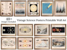 vintage science posters printable wall art for the home or office - set of 10