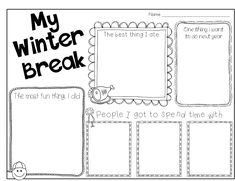 a winter break worksheet with the words'my winter break'in black and white