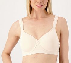 Why stop at T-shirts? With a smooth jacquard lace band and stretchy foam cups that help contour (without adding a cup size), this full-coverage underwire bra is fit to flatter under sleek tanks, sweater sets, and shifts, too! From the Breezies® Intimates Collection. Full Coverage Fitted Top With Soft Touch, Fitted Full Coverage Top With Soft Touch, Fitted Tops With Soft Touch, Sweater Sets, Lace Bands, Foam Cups, T Shirt Bra, Sweater Set, Cup Size