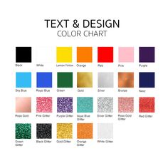 text and design color chart with different colors