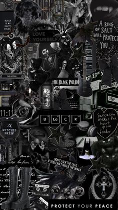 a collage of black and white images with the words protect your peace