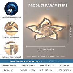 The ceiling fan lights has a reverse function, 6 wind speeds, 1/2/4h timing, and all the functions can be operated by the hand-held remote or APP.. The ceiling fan lights can be switched between white light 6000K, neutral light 4500K, and warm light 3000K through the remote control.. The ceiling fan with DC reversible motor allows you to switch the air circulation mode from downward to upward in different seasons, Suitable for rooms of 10-15 Square meter, can meet your different needs in all sea Fandelier Ceiling Fan, Chrome Ceiling Fan, Indoor Ceiling Fans, Bladeless Ceiling Fan, Ceiling Fan With Lights, Ceiling Fan Light Kit, Contemporary Ceiling Fans, Wind Speed, Dimmable Led Lights